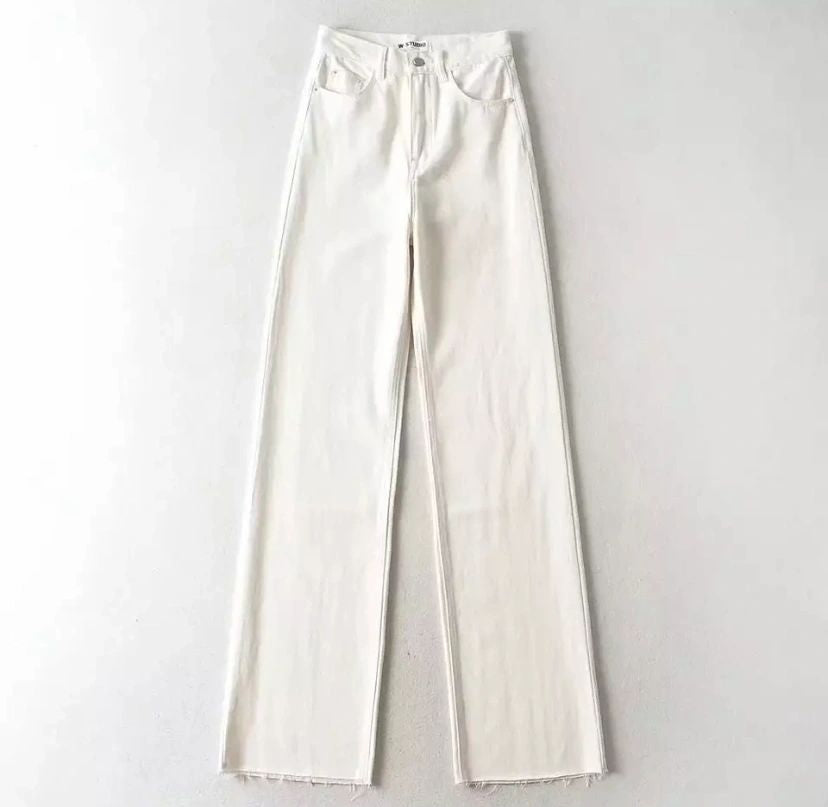 long high waisted straight denim