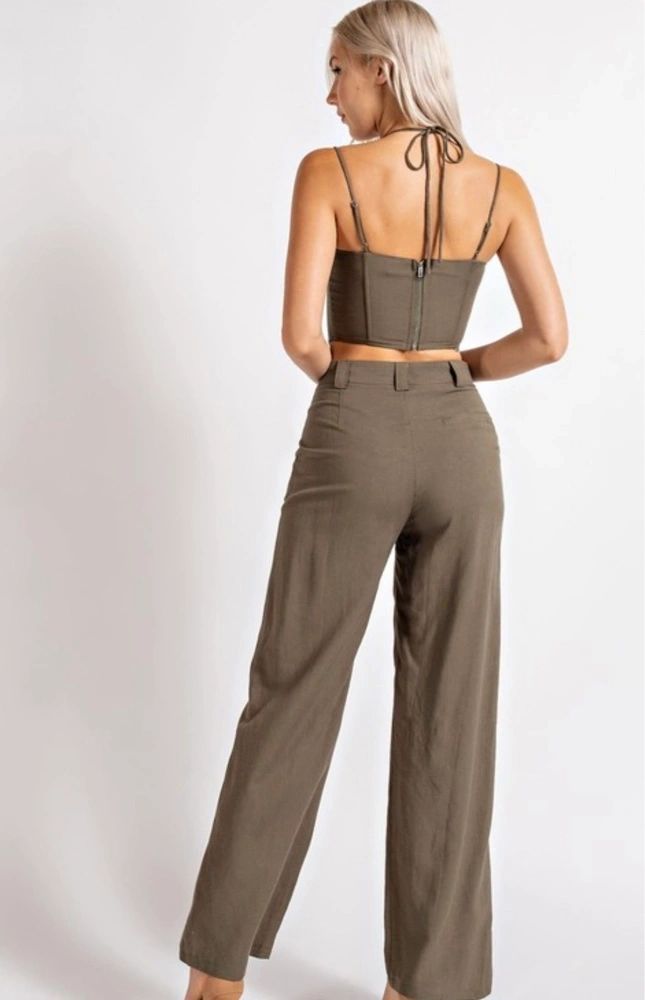 linen cupped halter neck corset