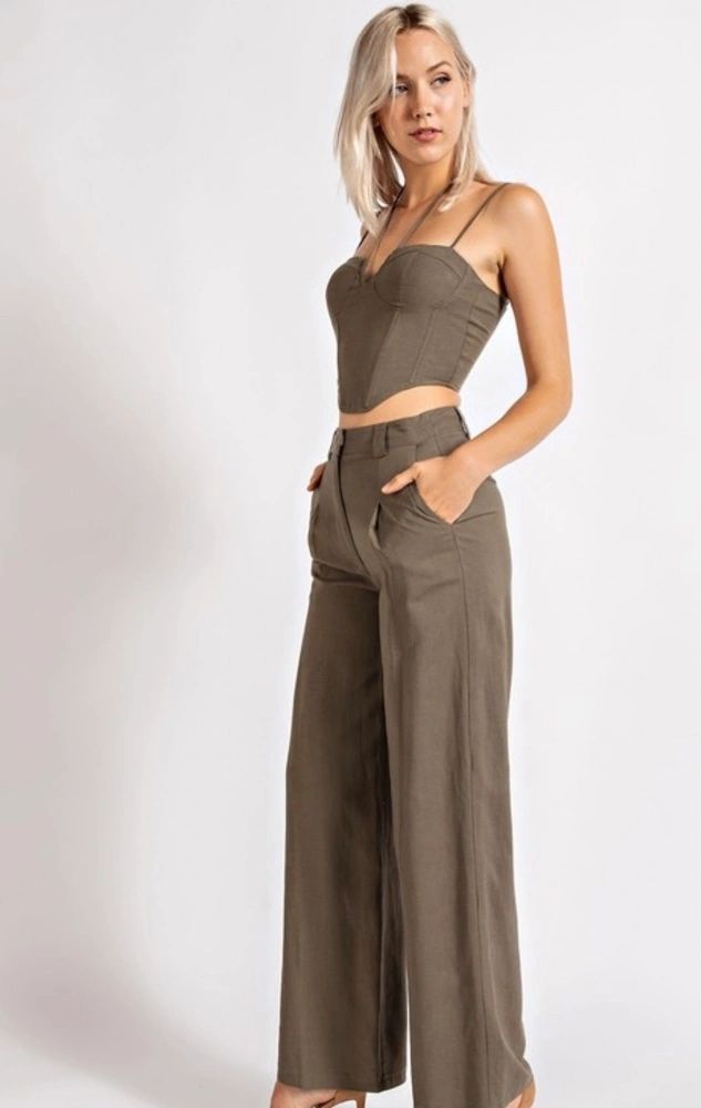 linen cupped halter neck corset