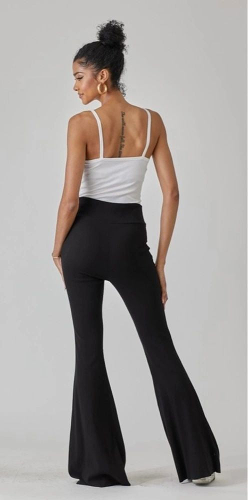 ribbed long skinny flare yoga pants