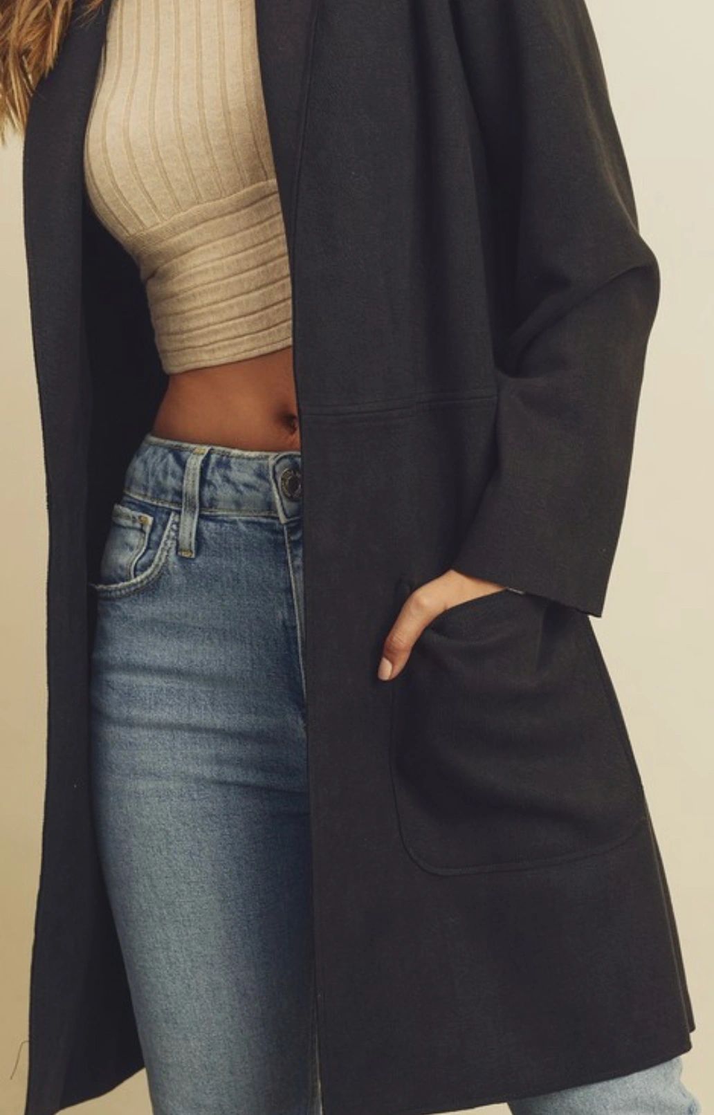 scuba open front coat