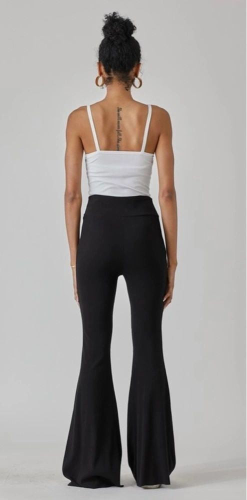ribbed long skinny flare yoga pants