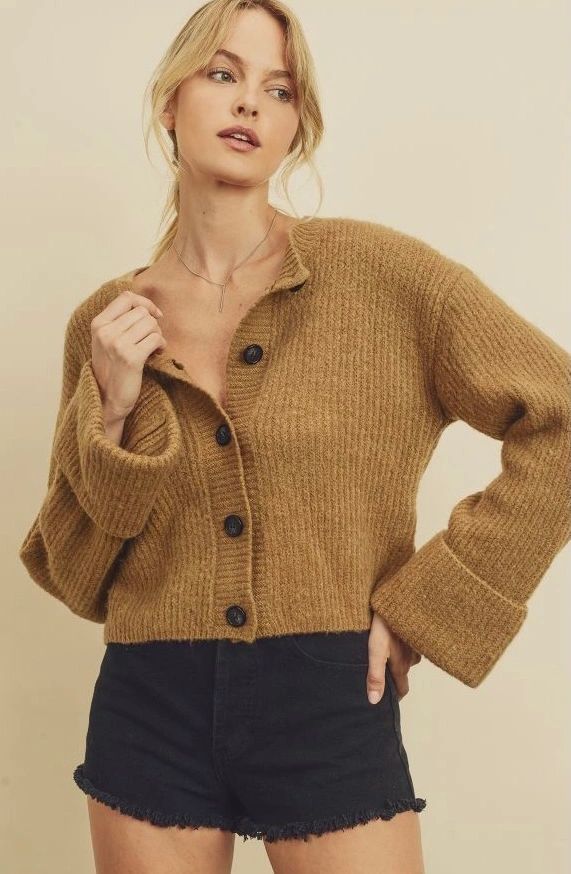 button down ribbed cardigan