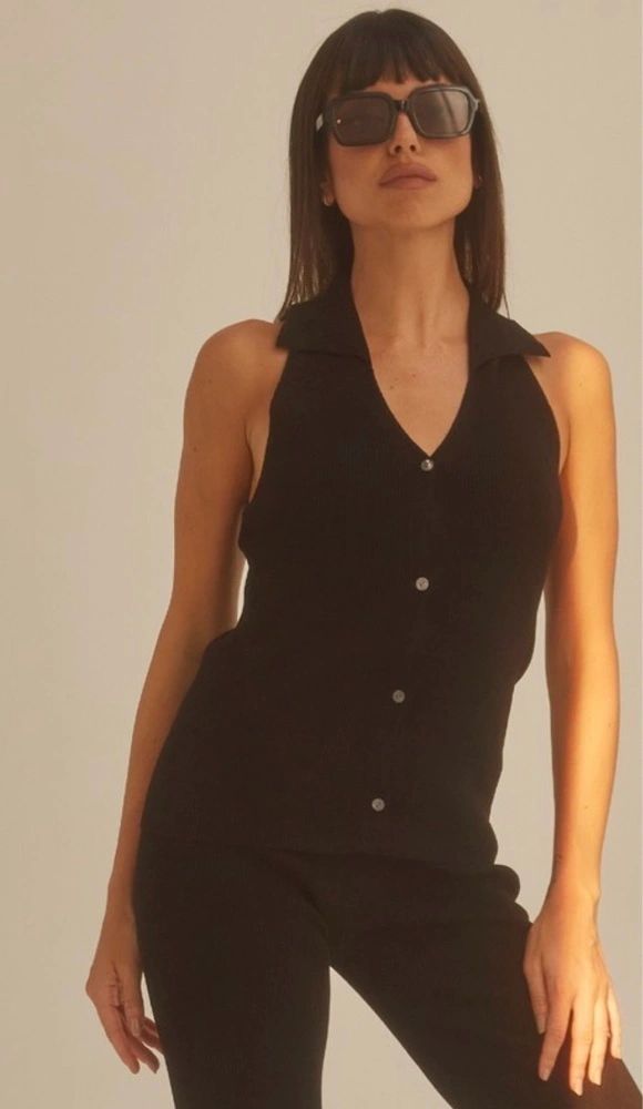 Cecile sleeveless knit shirt | set