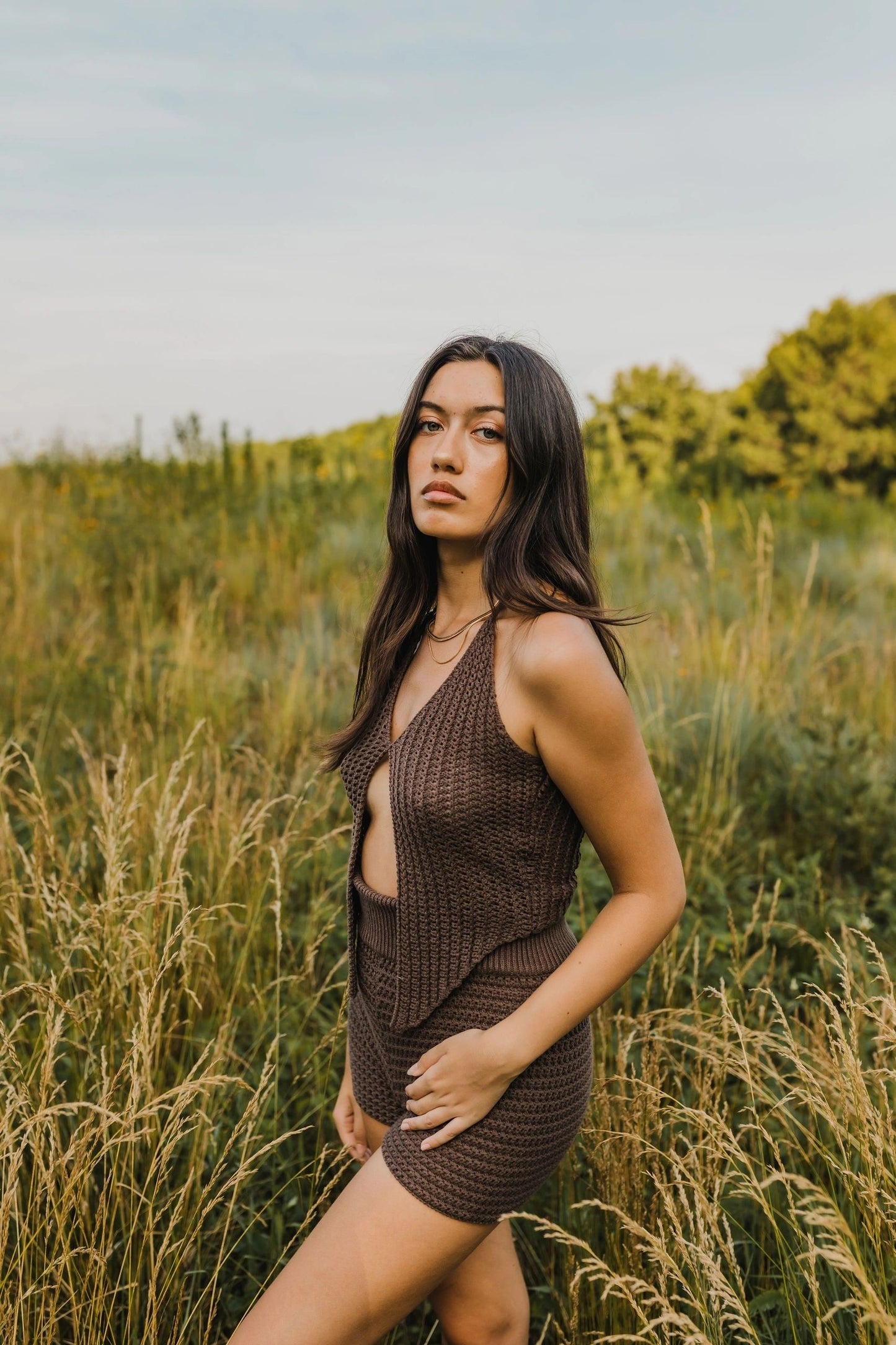 knit butterfly top and shorts | set