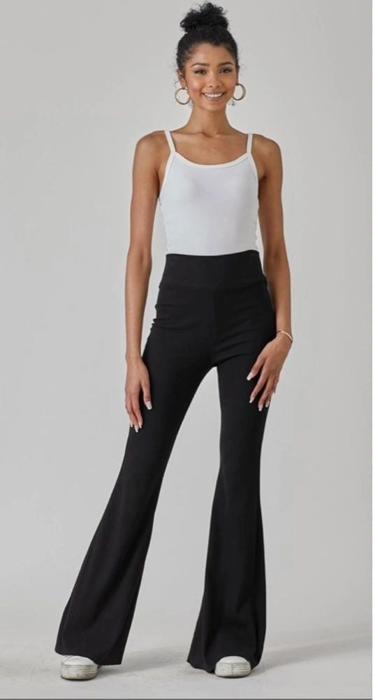 ribbed long skinny flare yoga pants