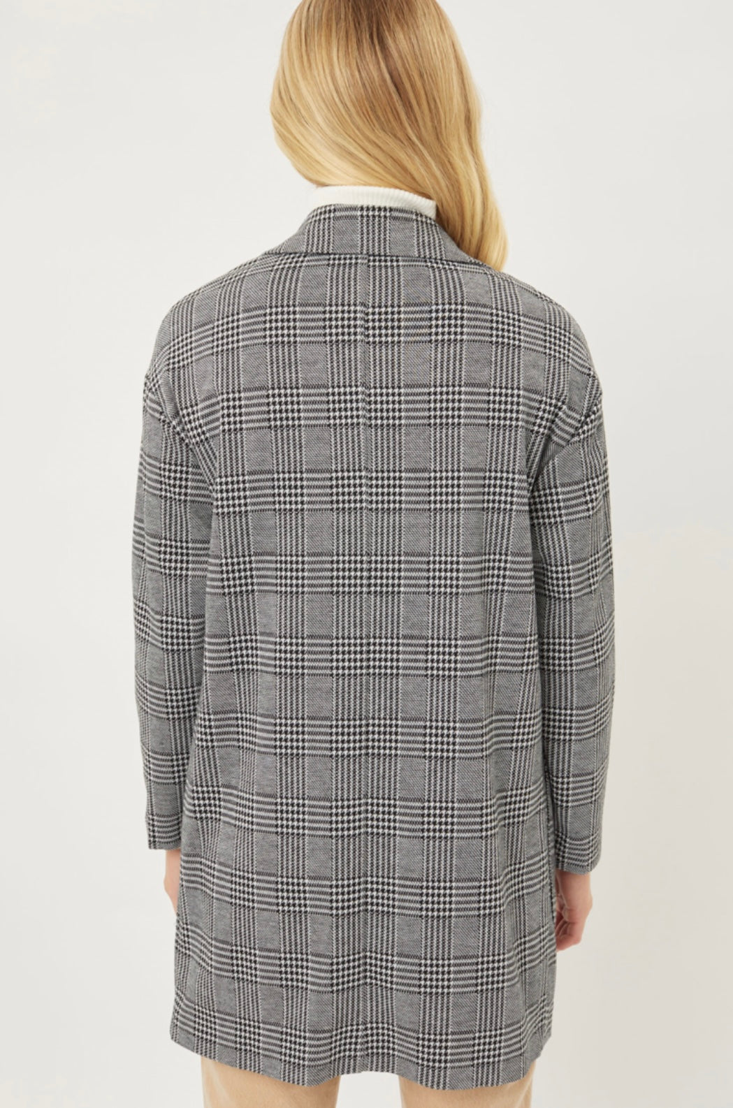 Plaid longline blazer