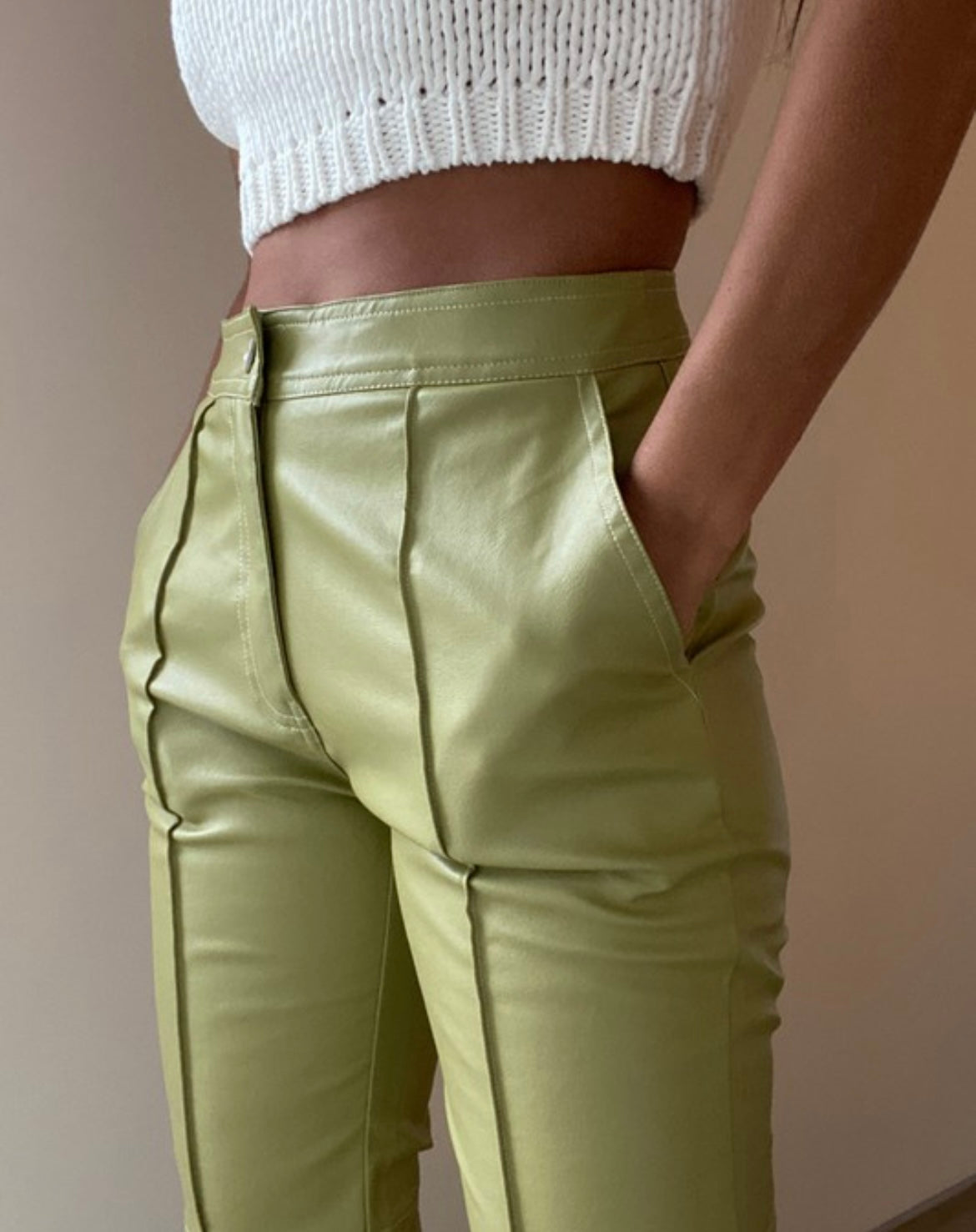 Stitched leather pants
