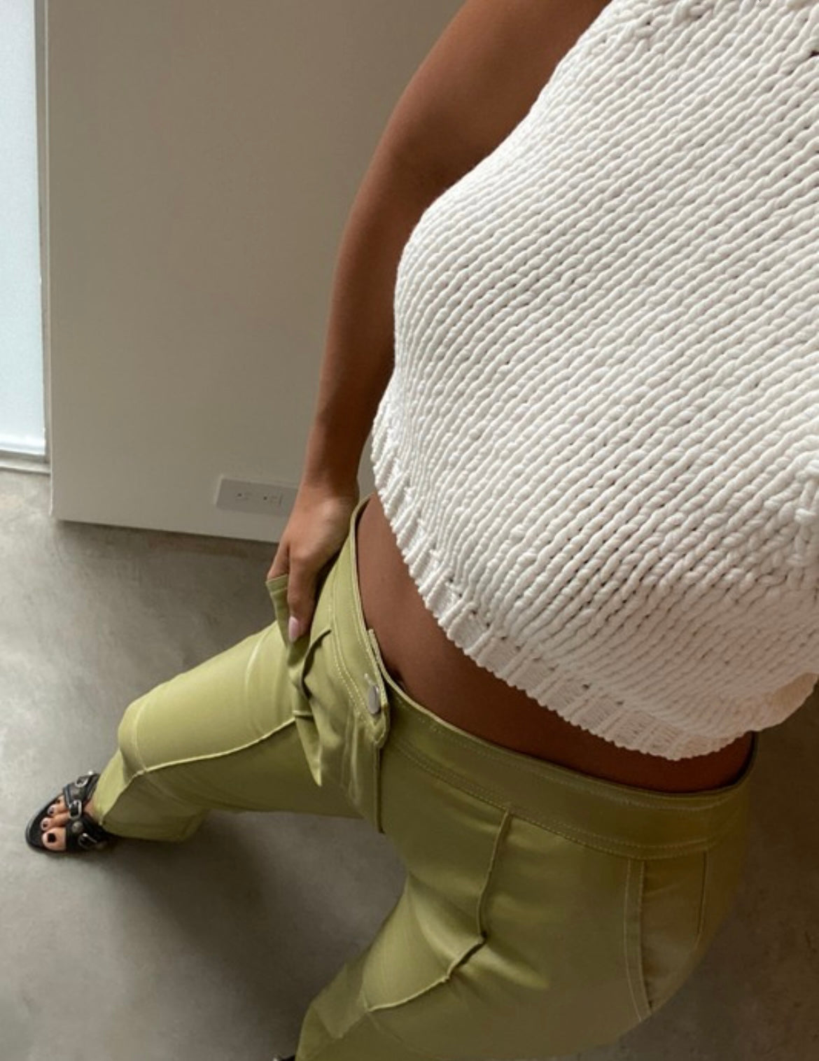 Stitched leather pants