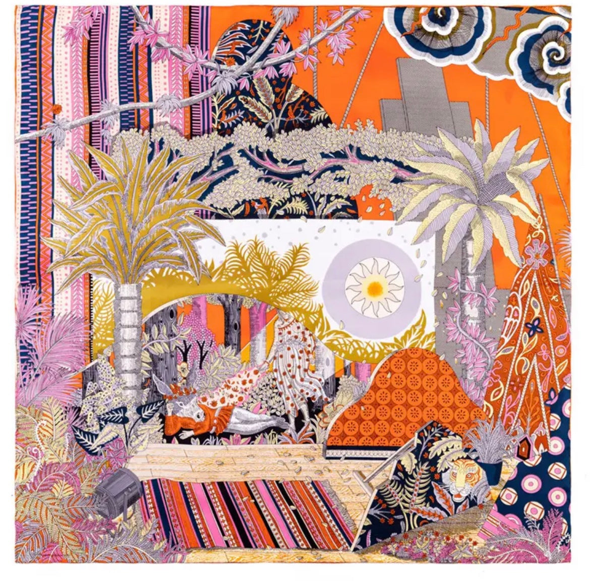 Sleeping Tiger Satin Scarf