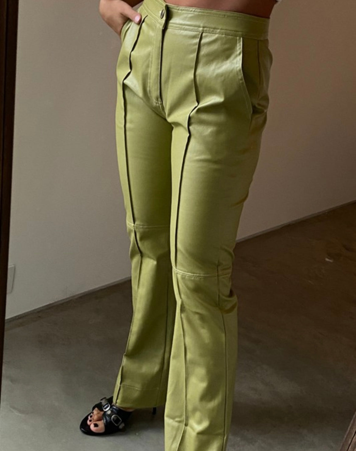 Stitched leather pants