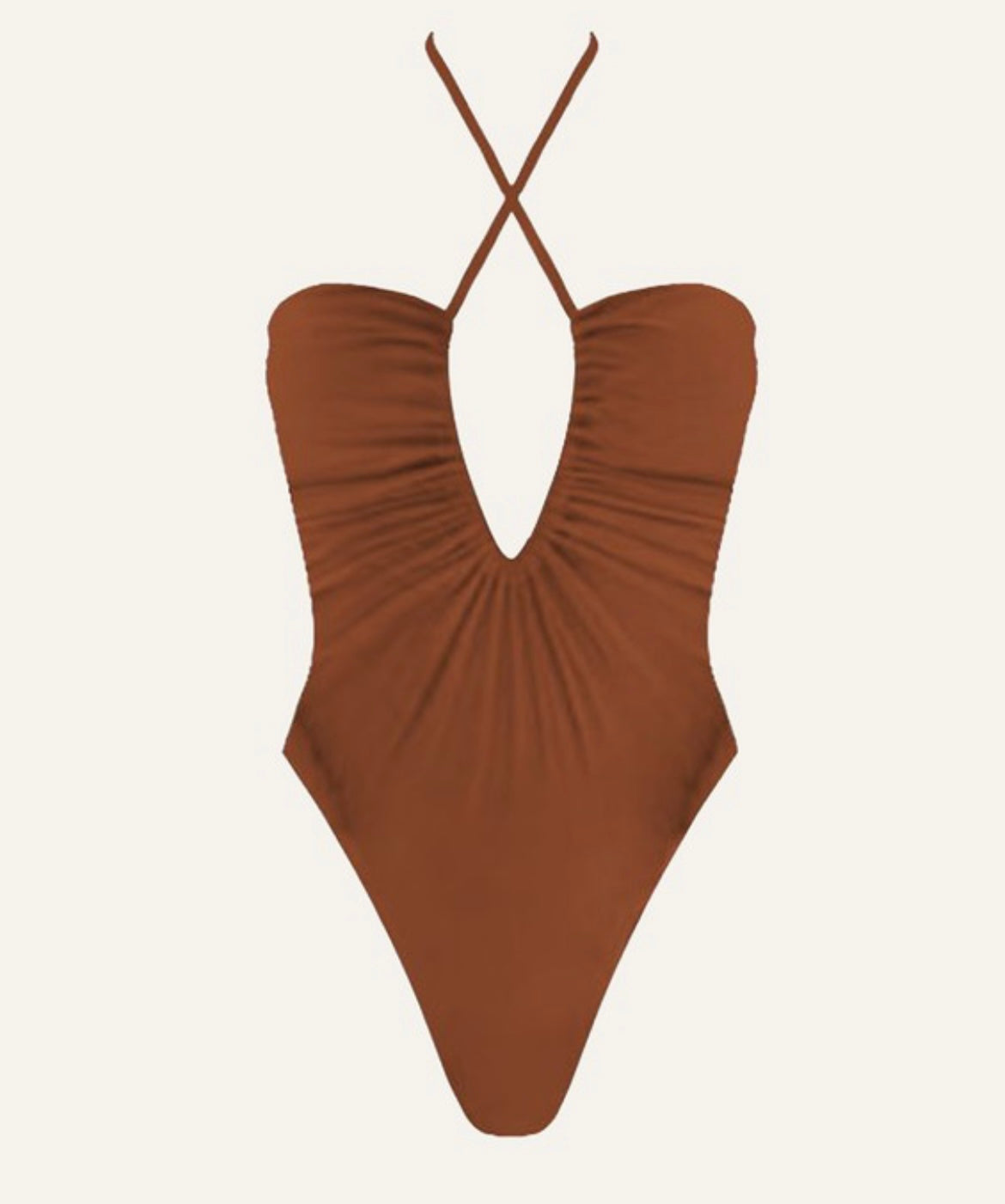 Scoop neck ruched one-piece swimsuit