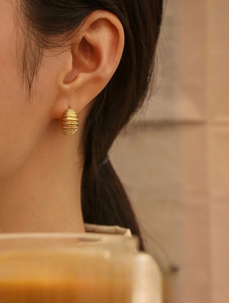 Spiral smooth buckle earrings