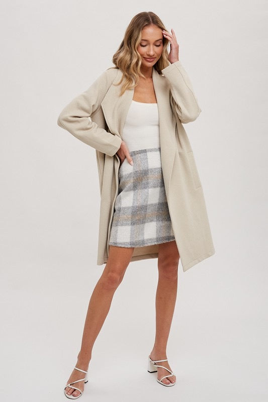 Textured open-front coat