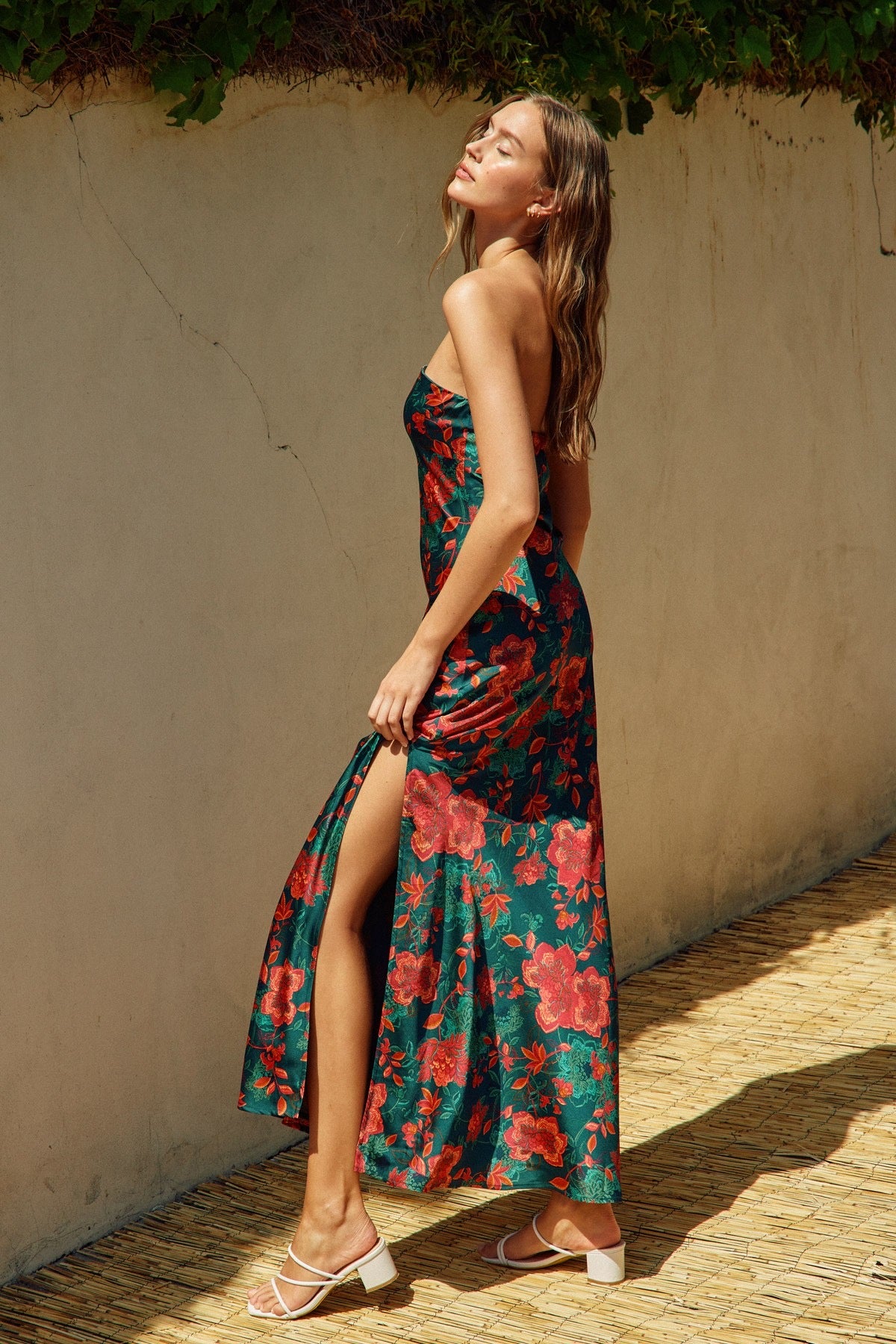 Wild thoughts strapless slit maxi dress