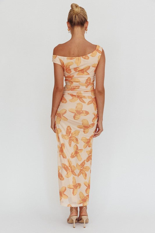 Tangerine Hibiscus floral dress
