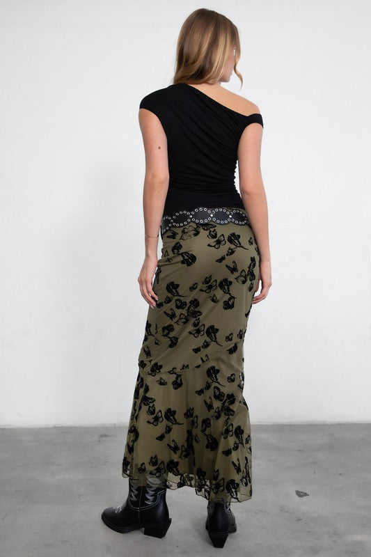 Velvet hour floral skirt