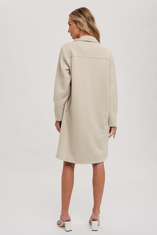 Textured open-front coat