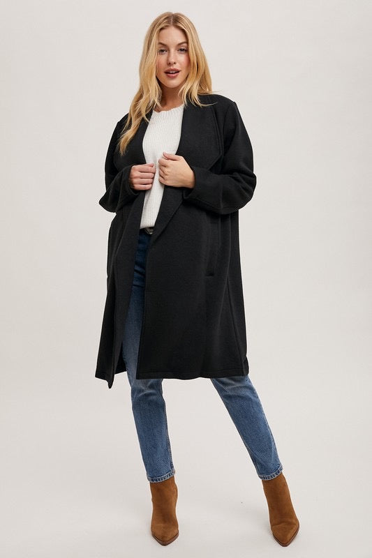 Textured open-front coat