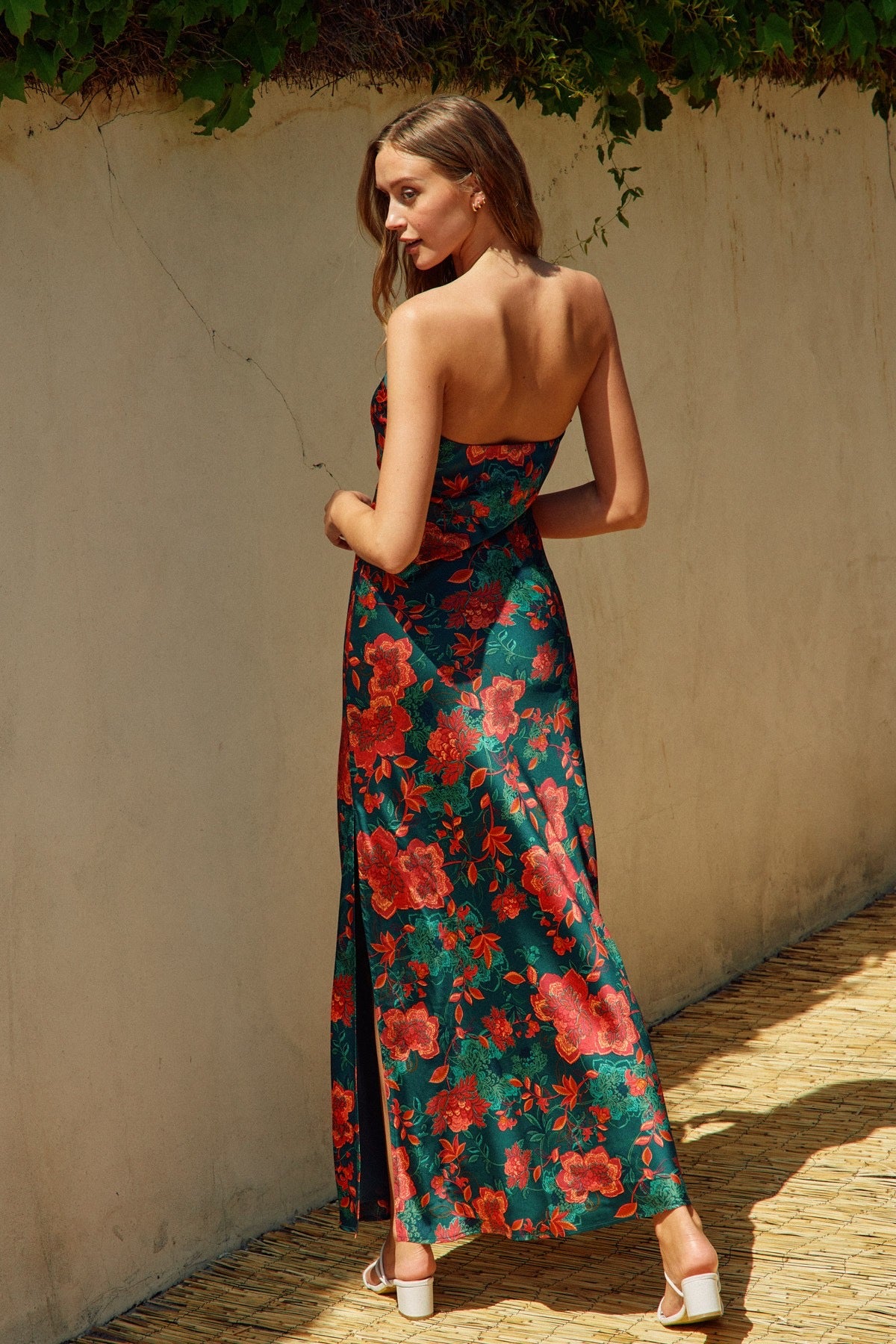 Wild thoughts strapless slit maxi dress