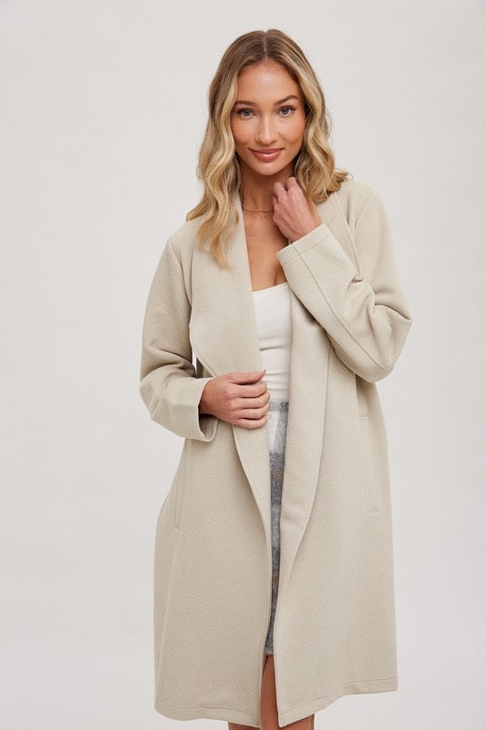 Textured open-front coat