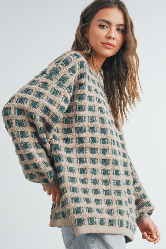 Vintage checkered oversized sweater