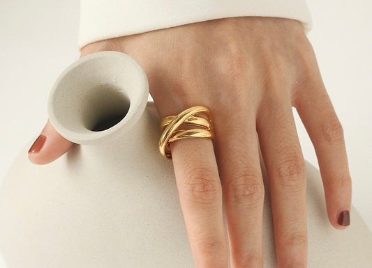 Wire wound gold metal ring