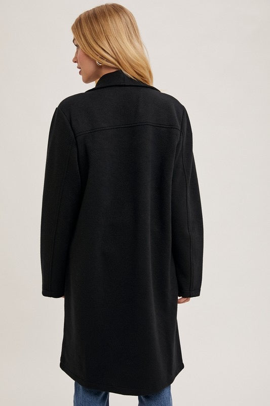 Textured open-front coat