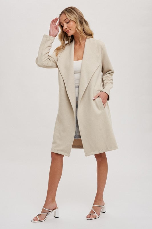 Textured open-front coat