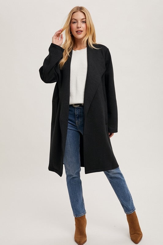 Textured open-front coat