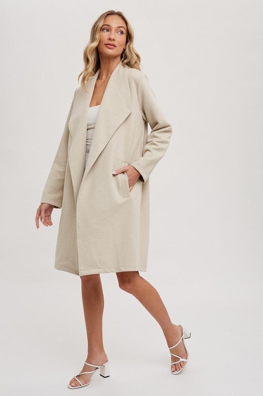 Textured open-front coat