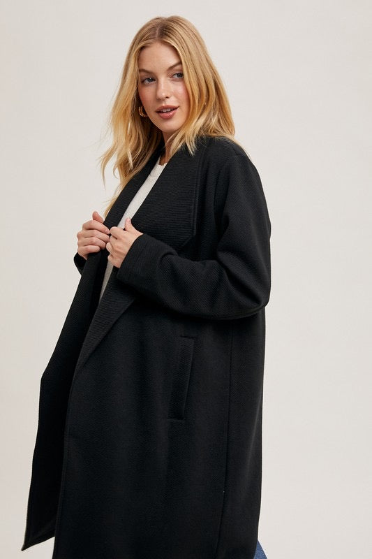 Textured open-front coat