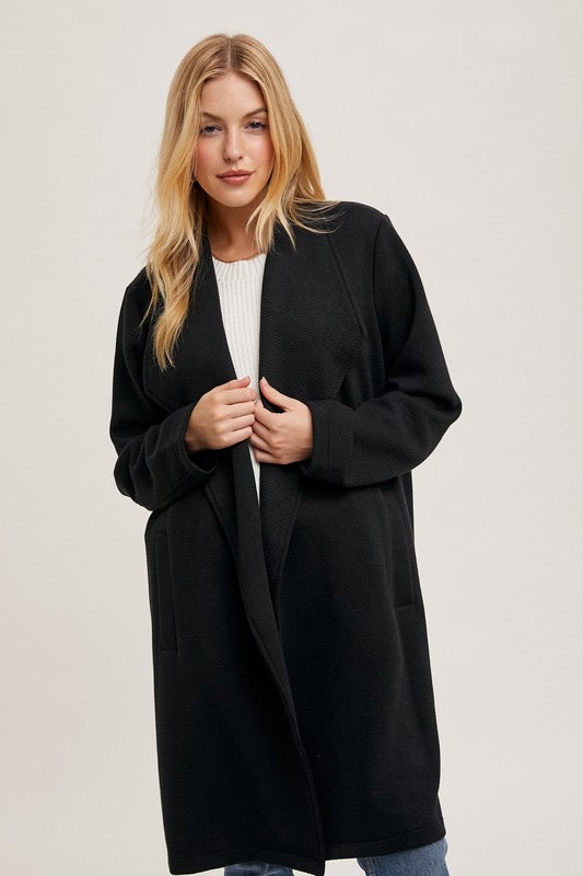 Textured open-front coat