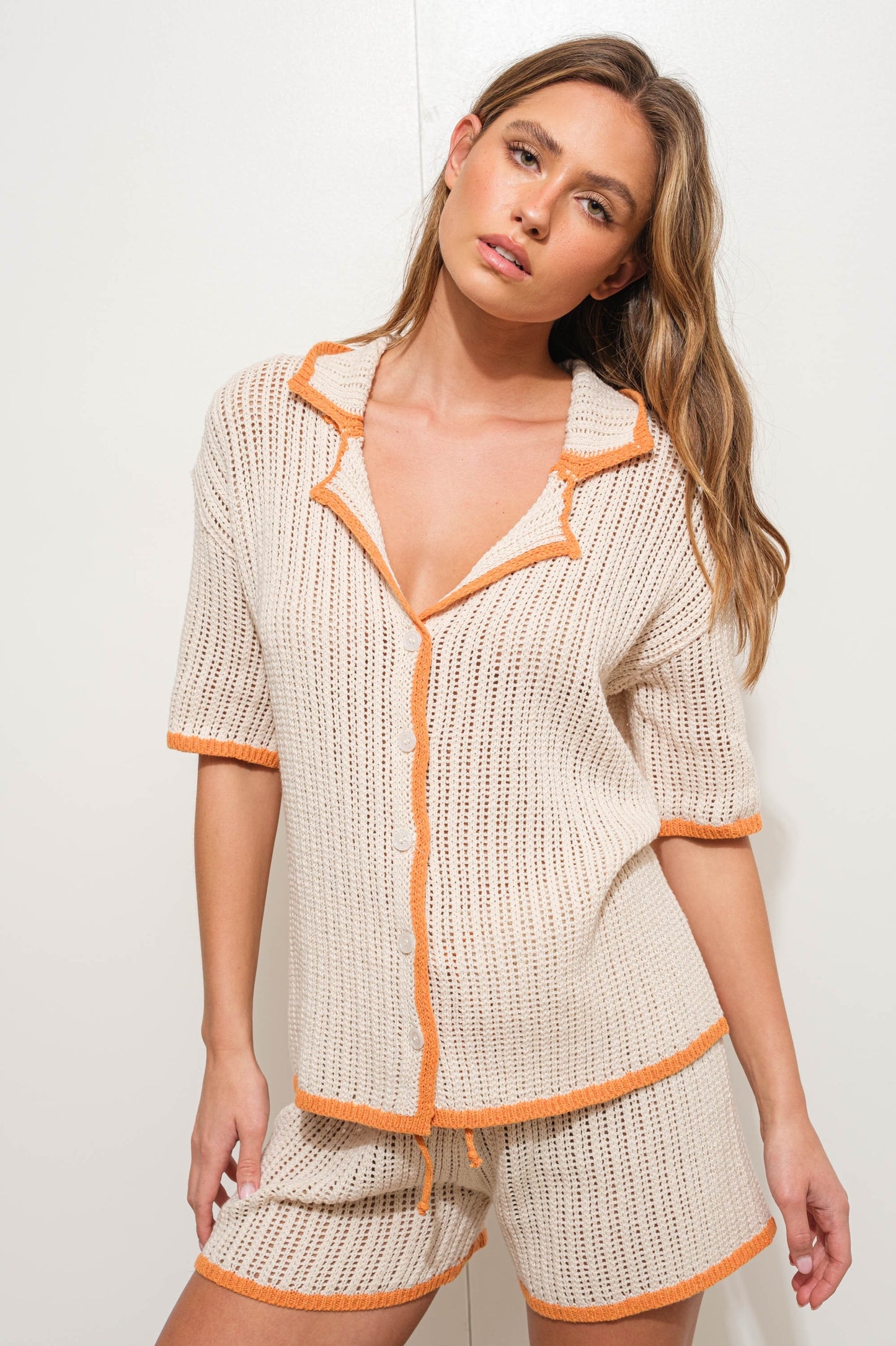 Oversized crotchet coverup shirt