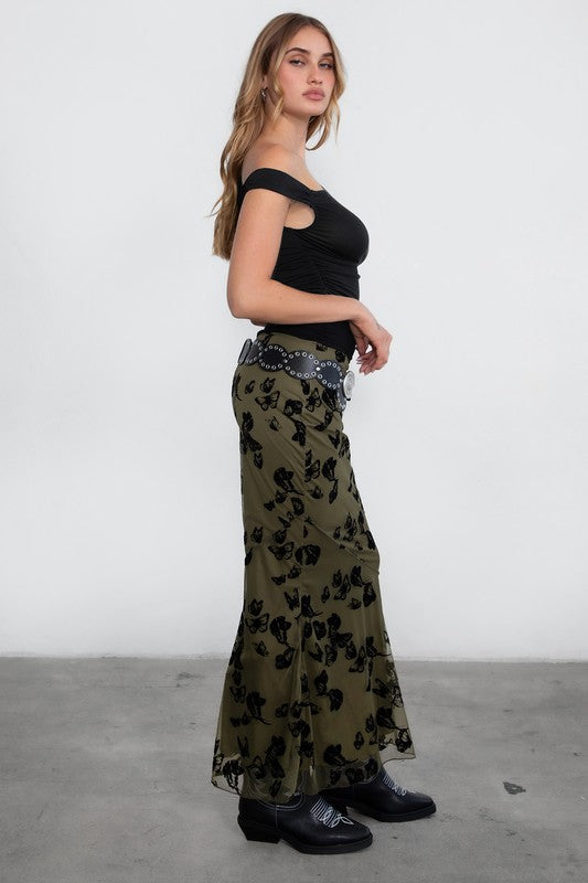 Velvet hour floral skirt