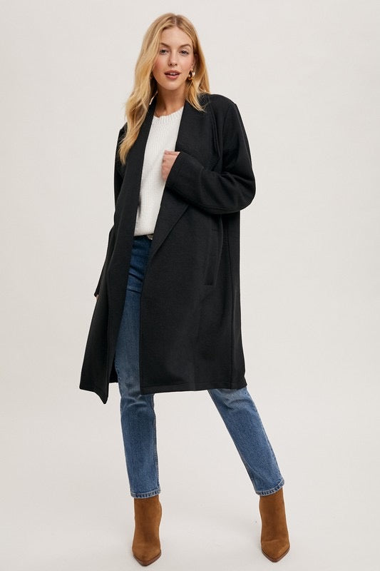 Textured open-front coat