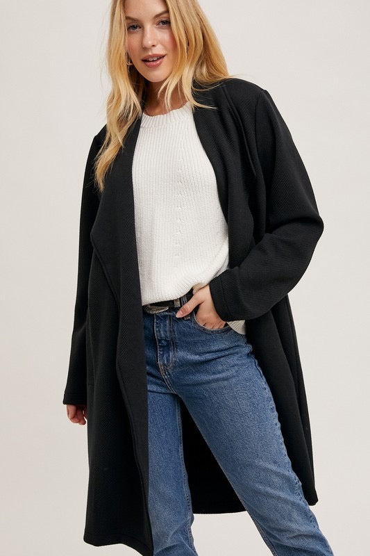 Textured open-front coat