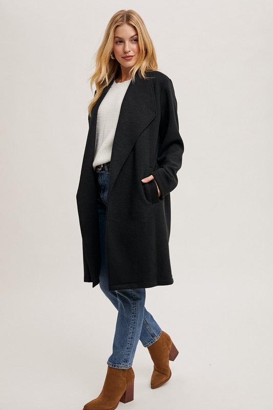 Textured open-front coat