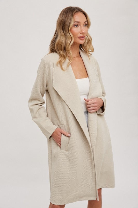 Textured open-front coat