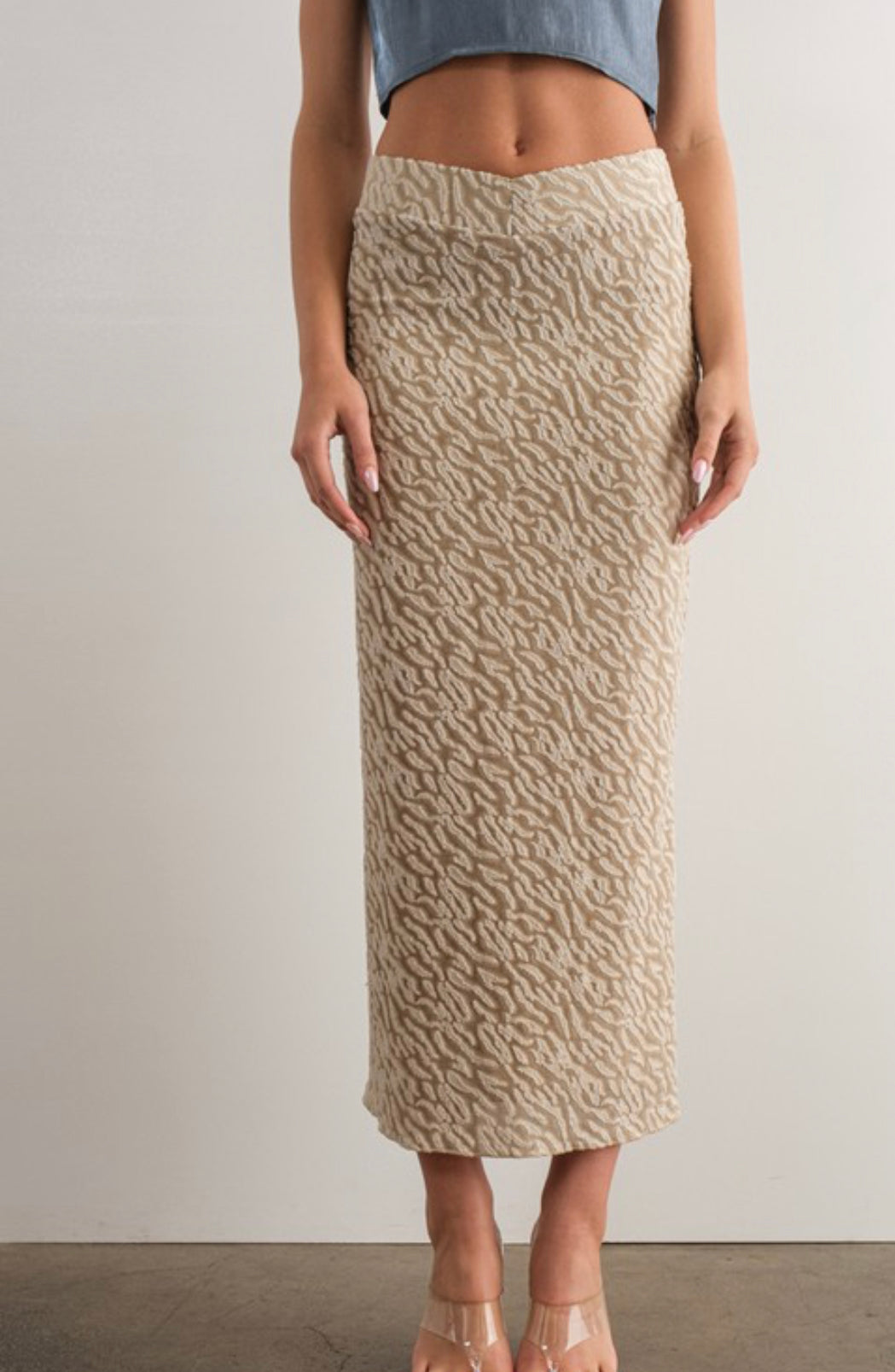 Burn out knit long skirt | preorder