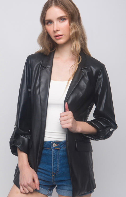 Leather blazer jacket