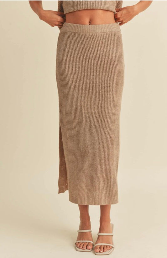 Knitted midi slit skirt | set