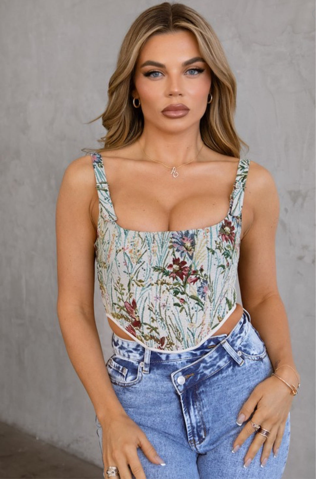 Tapestry abstract floral lined corset