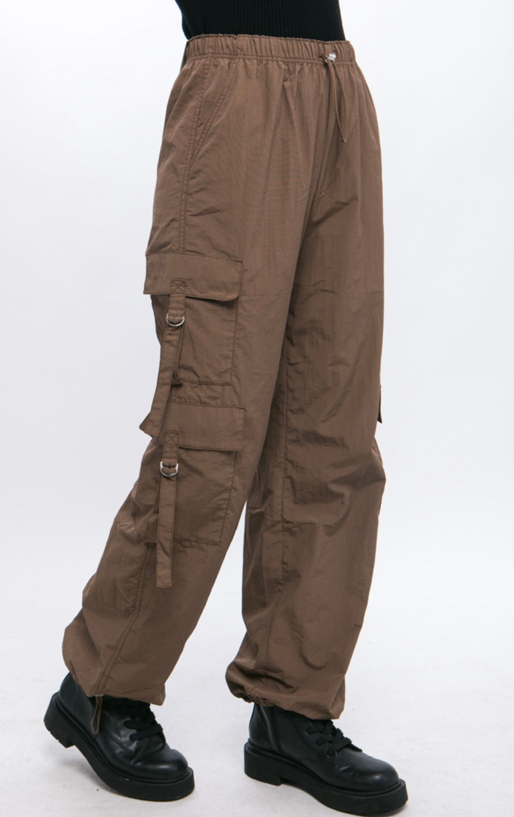 Cargo Parachute Pants With Latch Pocket Detail