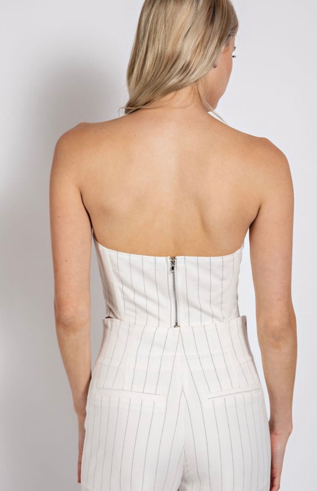 Thin striped linen corset set