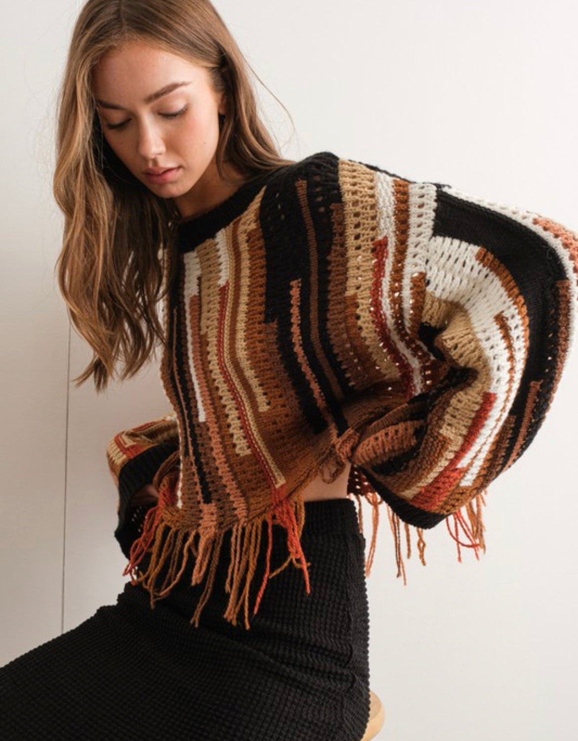 Renata fringe knit sweater
