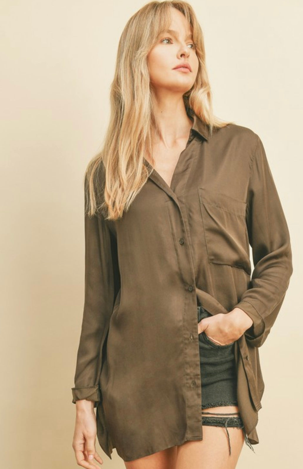 Side slit long shirt