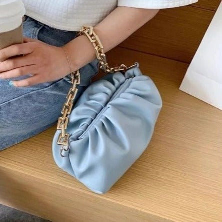 leather chain link clutch