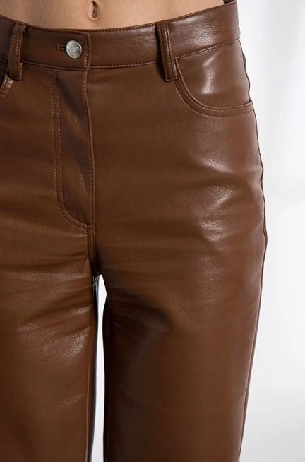 straight legged high waisted leather pants