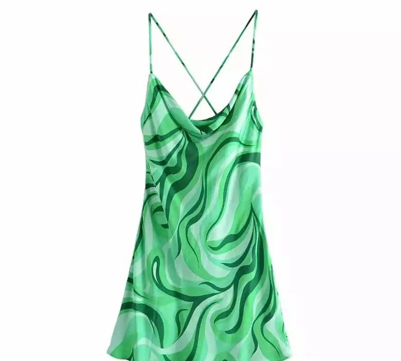 swirl printed satin dress